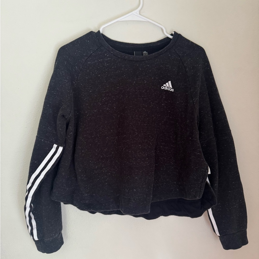 Adidas Midi Charcoal Sweatshirt with White Stripes 14 Girl Women’s Small